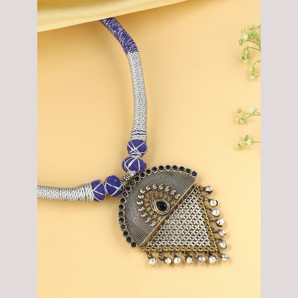 Viraasi Party Wear 2 Tone Plated Pota Stone And Pearl Necklace