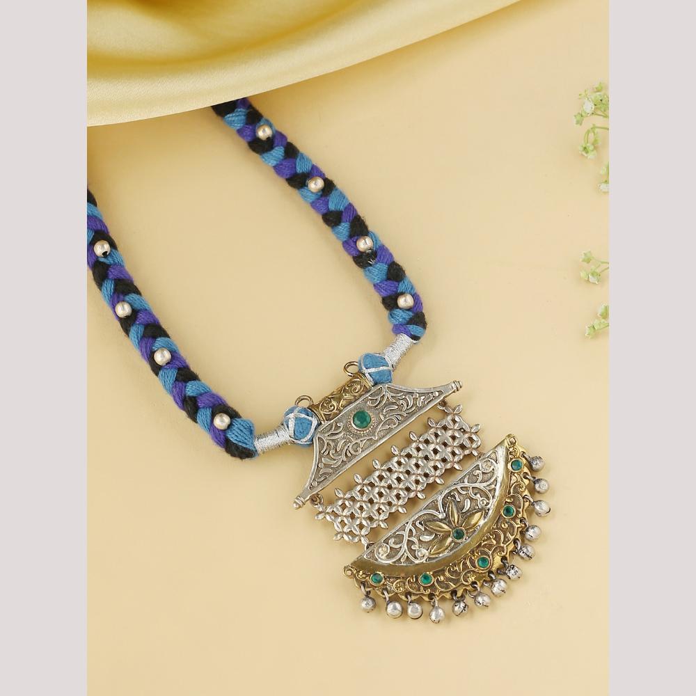 Viraasi Party Wear 2 Tone Plated Pota Stone And Pearl Necklace
