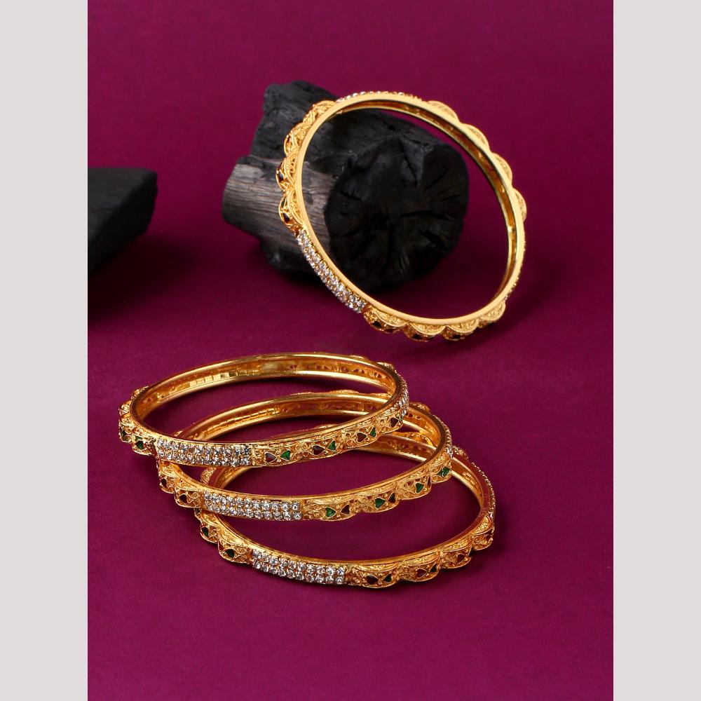 Viraasi Sparkling Austrian Stone And Meenakari Bangles Set for Women