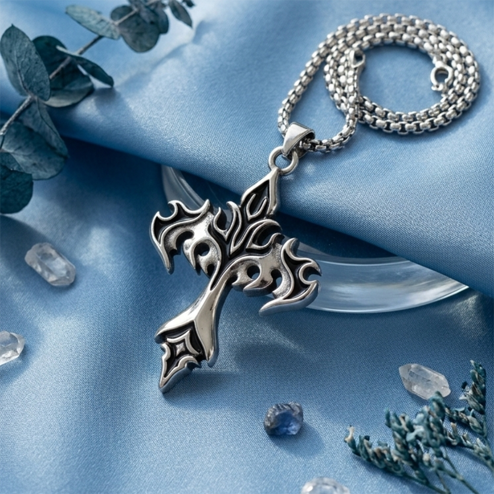 Urthn Gothic Cross Pendant With Chain(Pack of 6)