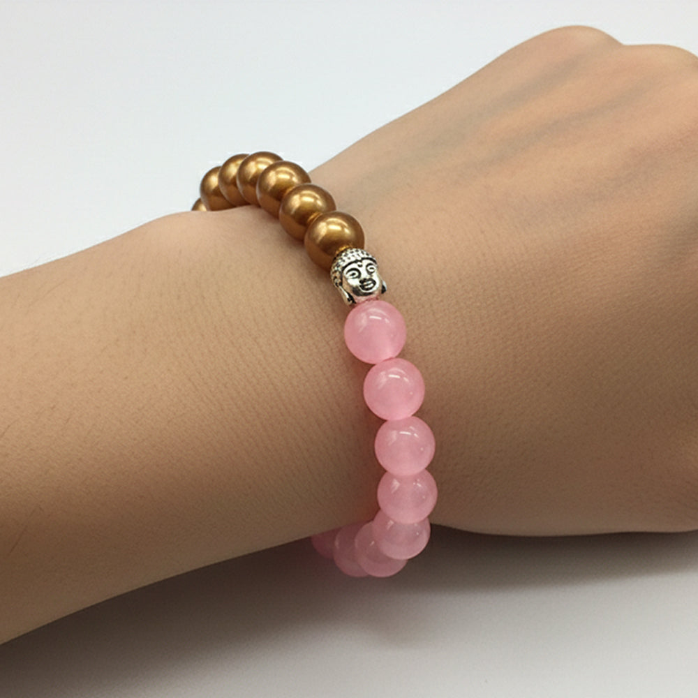 Urthn Pink and Gold Budha Bracelet (Pack Of 6)