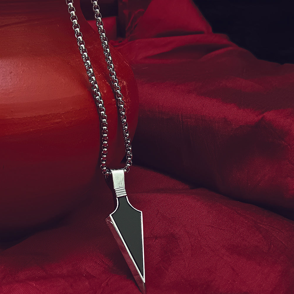 Urthn Silver chain with Black Arrow Pendant for men (Pack Of 6)