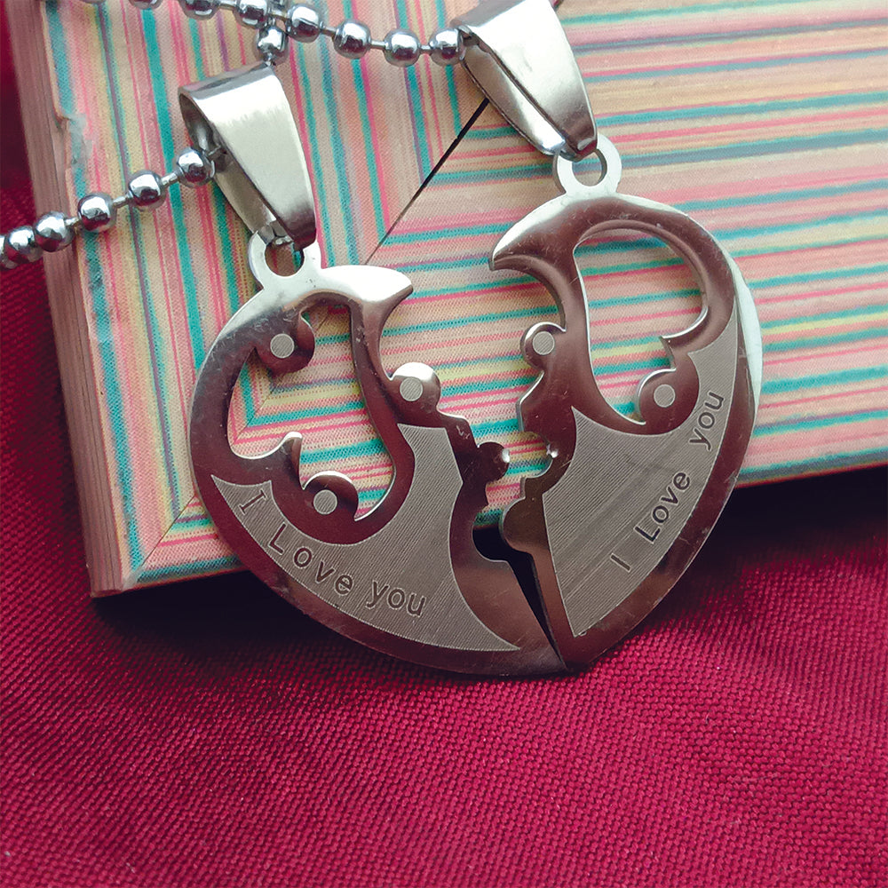 Urthn Heart Shape " I LOVE YOU " Chain Pendant- 1404878 (Pack Of 6)