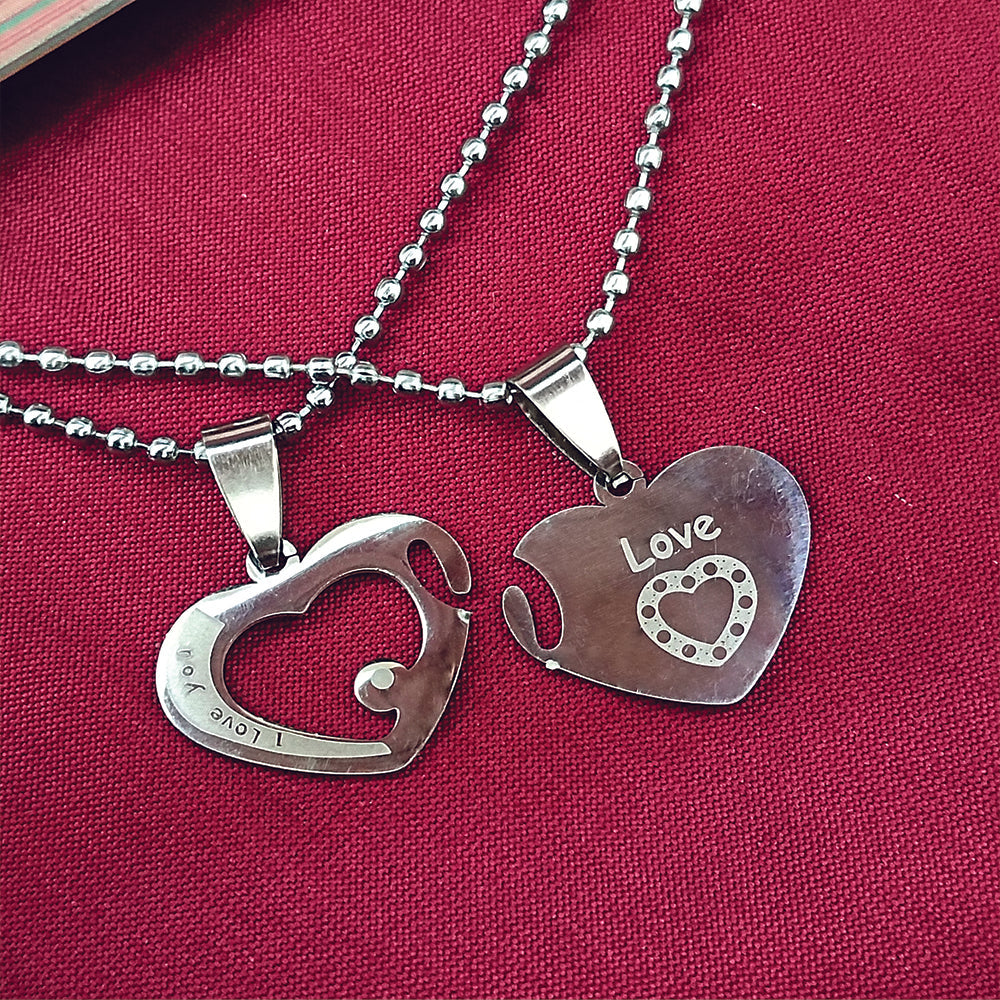 Urthn Heart Shape " Love You "Chain Pendant- 1404880 (Pack Of 6)