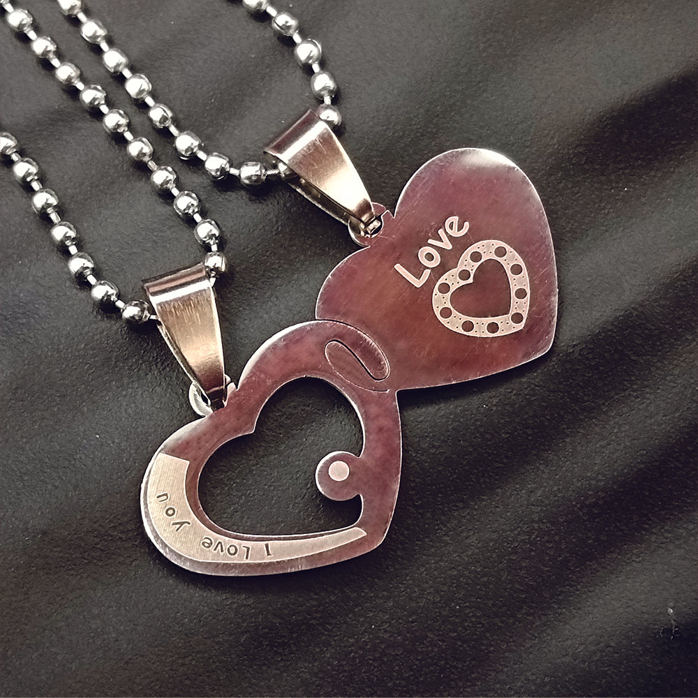 Urthn Heart Shape " Love You "Chain Pendant- 1404880 (Pack Of 6)