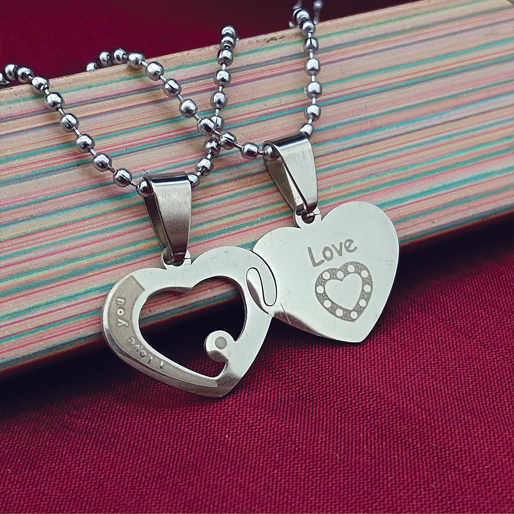 Urthn Heart Shape " Love You "Chain Pendant- 1404880 (Pack Of 6)