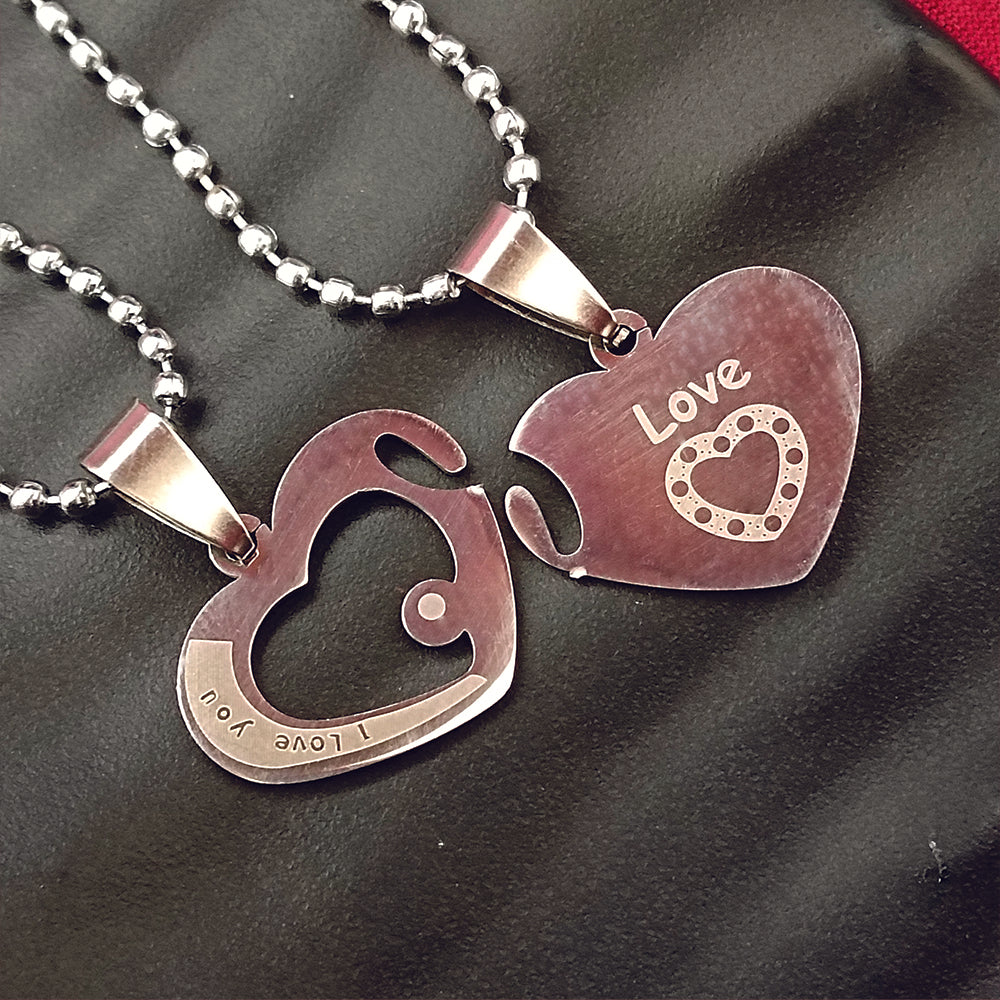 Urthn Heart Shape " Love You "Chain Pendant- 1404880 (Pack Of 6)