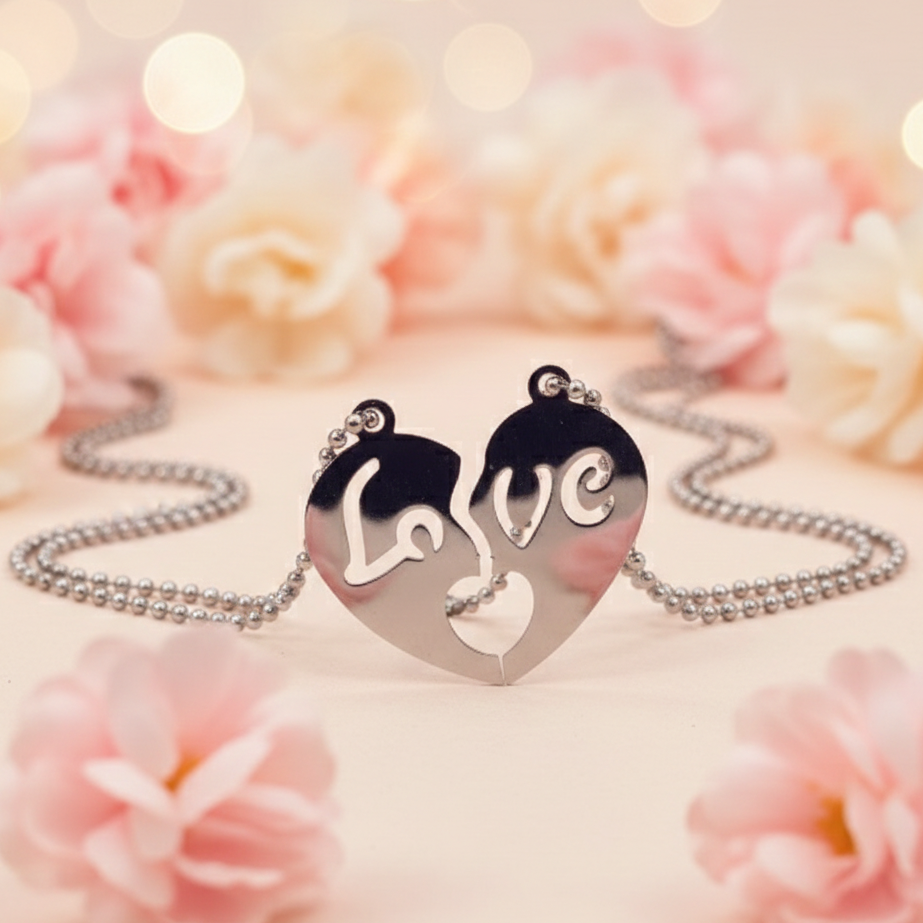 Urthn Heart Shape " Love"Chain Pendant- 1404881 (Pack Of 6)