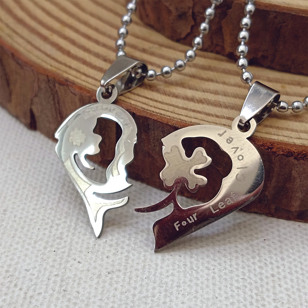 Urthn Heart Four Leaf Love Chain Pendant- 1404886 (Pack Of 6)