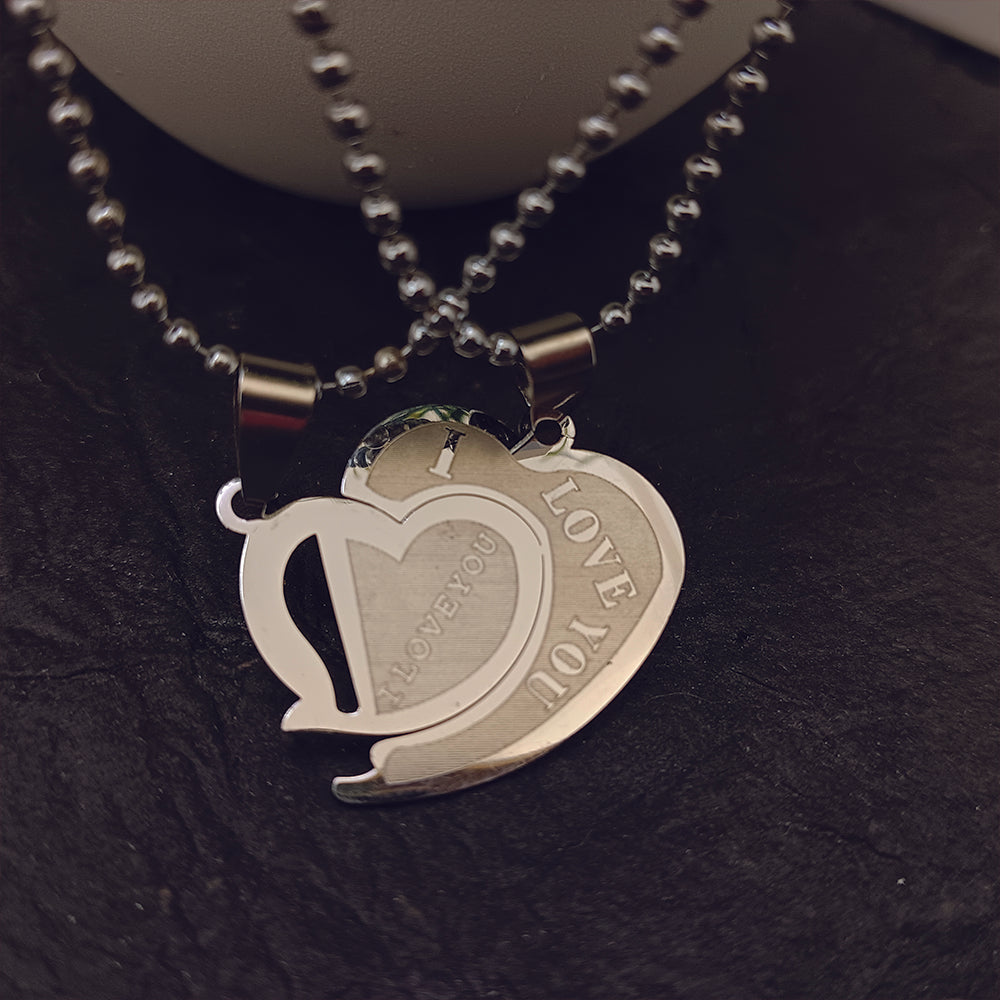Urthn Heart Shape " I LOVE YOU " Chain Pendant- 1404889 (Pack Of 6)