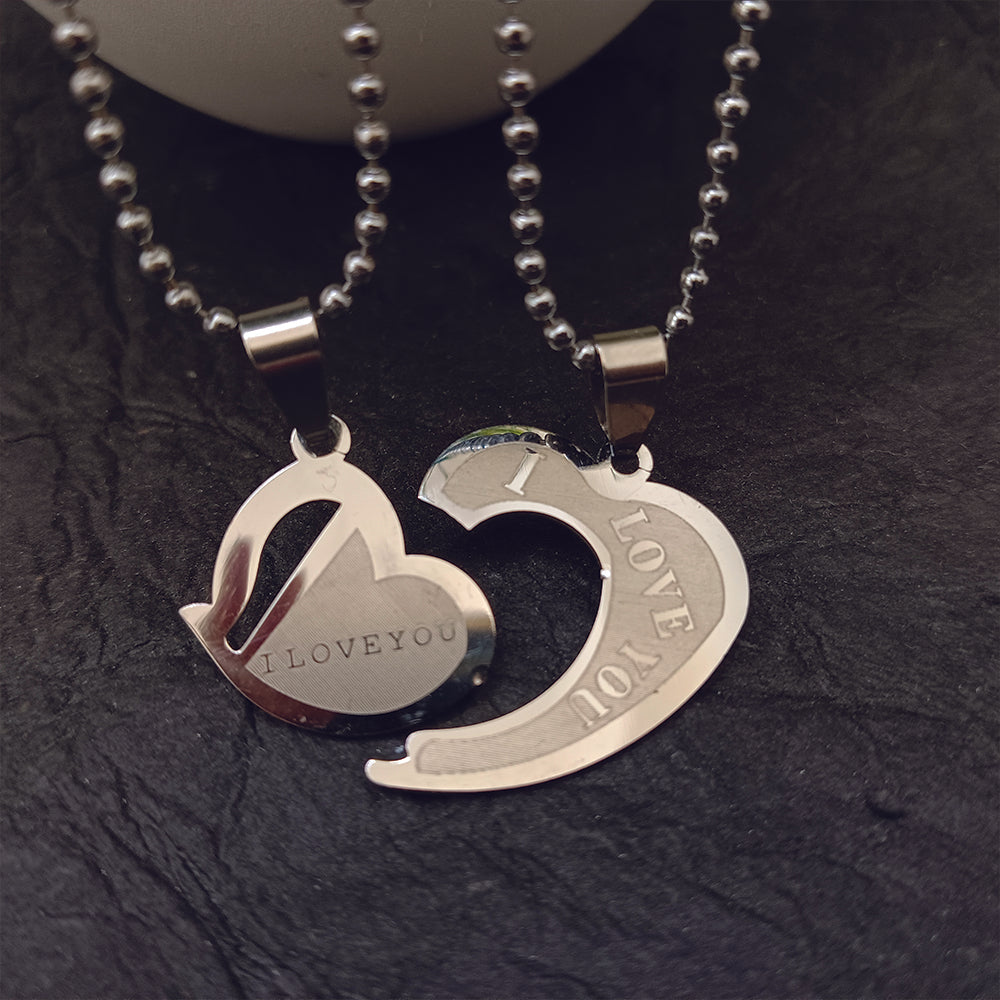 Urthn Heart Shape " I LOVE YOU " Chain Pendant- 1404889 (Pack Of 6)