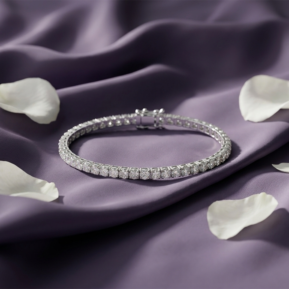 Urthn SparkLuxe Crystal Stone Silver Plated Tennis Bracelet for Women