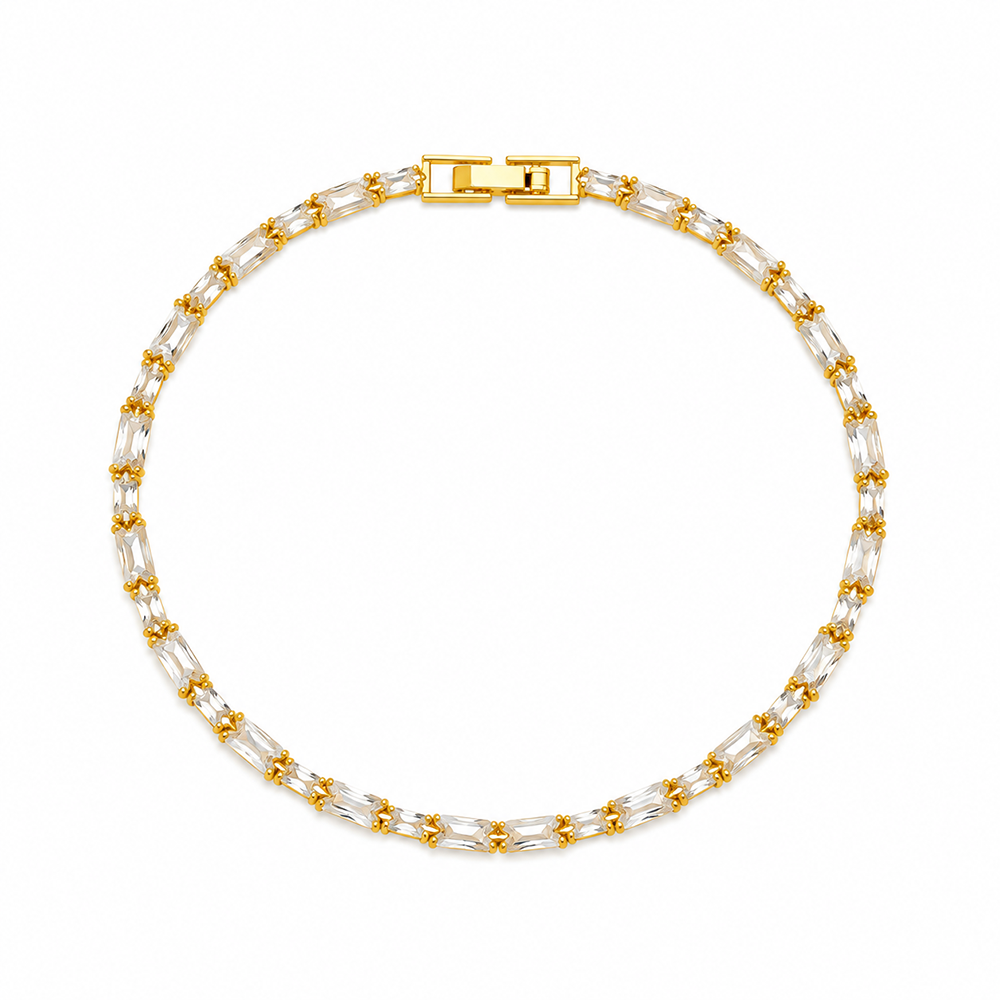 Urthn Dazzling American Diamond Gold Plated Bracelet | Trendy Festive & Party Wear(Pack of 3)