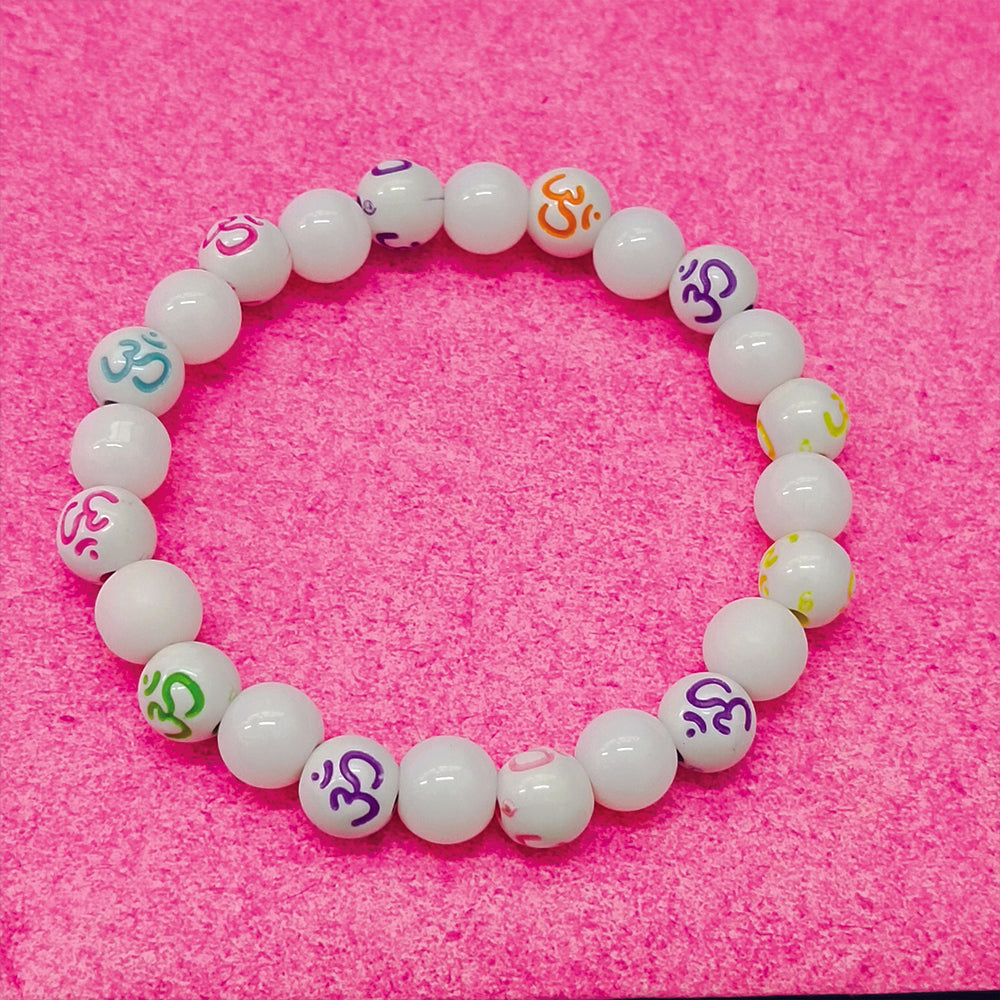Urthn OM White Beads Bracelet (Pack Of 6)