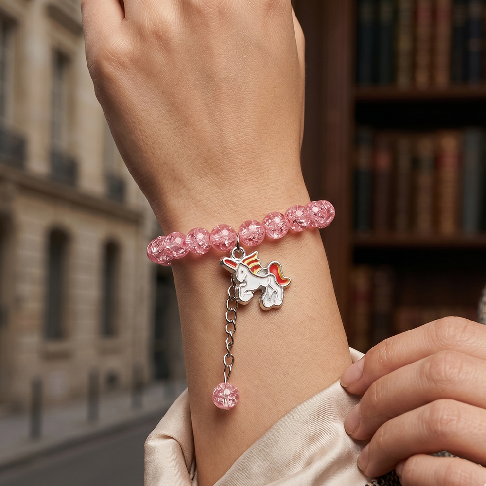Urthn Crackle Beads And Charms Stylish Bracelets For Kids (Set of 6)