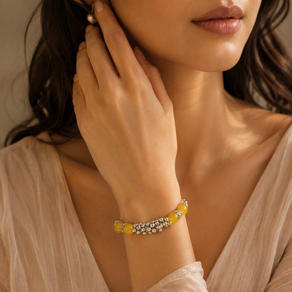 Urthn Yellow Beads Stylish Bracelets for Women