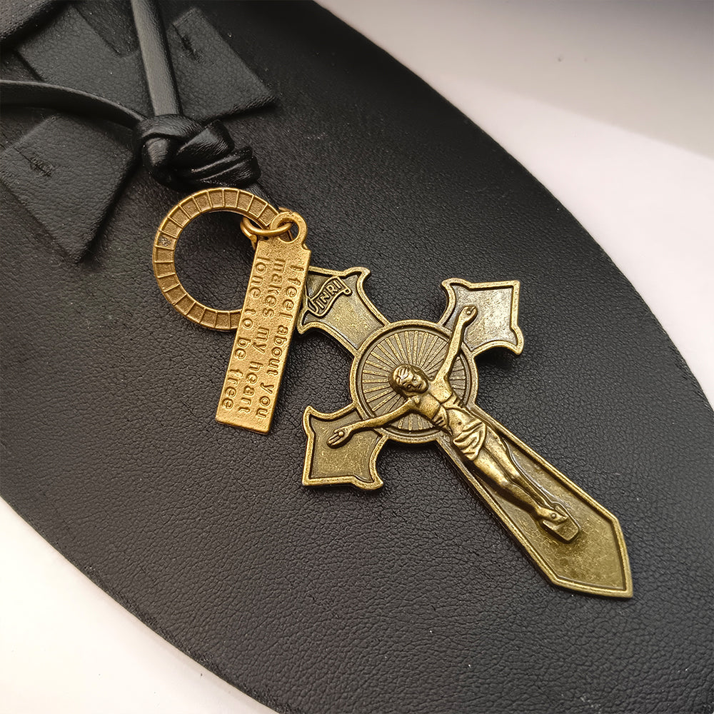 JewelMaze Cross Sign Thread Pendent For Men