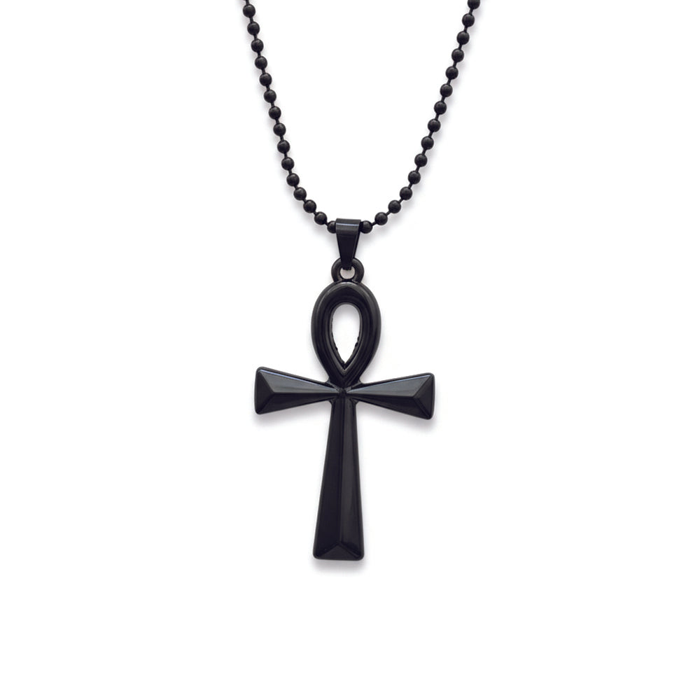 Urthn Egyptian Ankh Symbol Black Pendant Necklace for Men's (Pack Of 6)