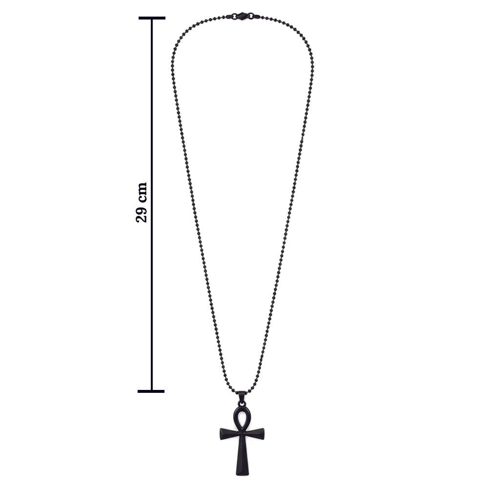 Urthn Egyptian Ankh Symbol Black Pendant Necklace for Men's (Pack Of 6)