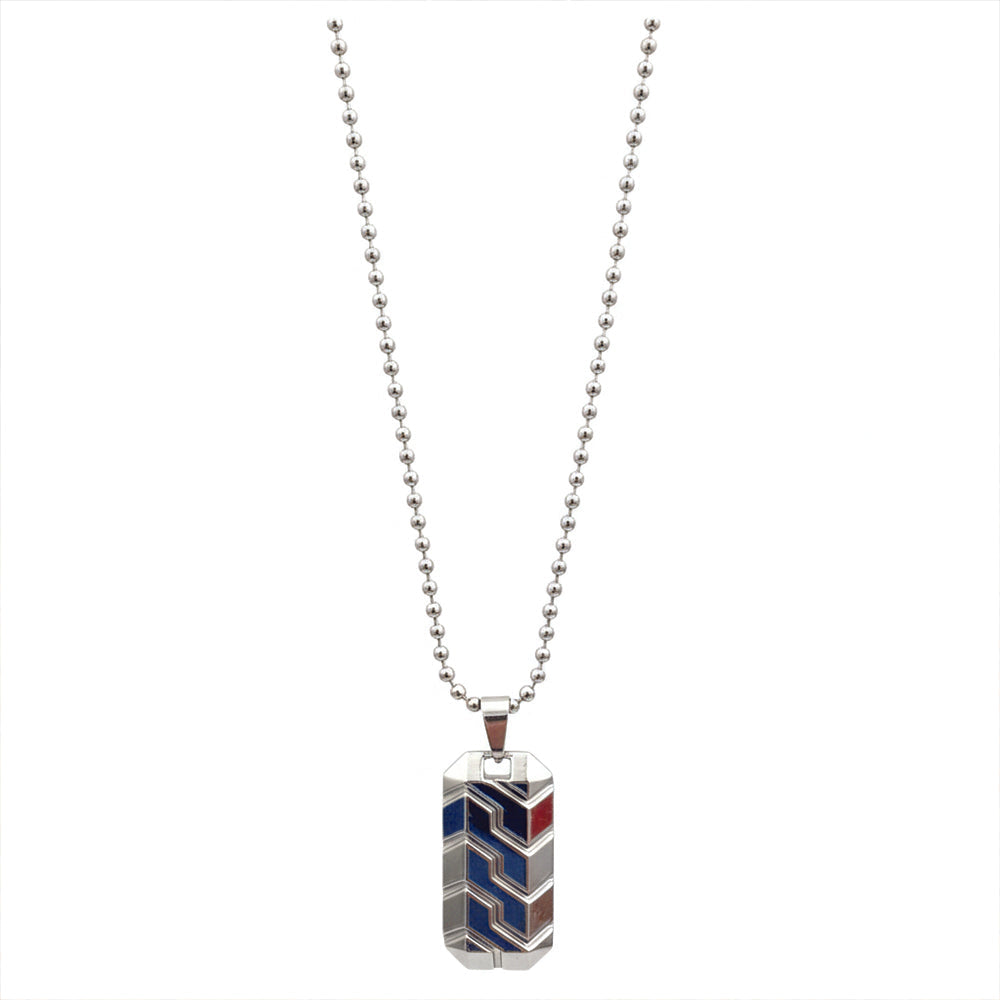 Urthn Minimal Geometric Pattern Enamel Pendant with Chain for Men's (Pack Of 6)
