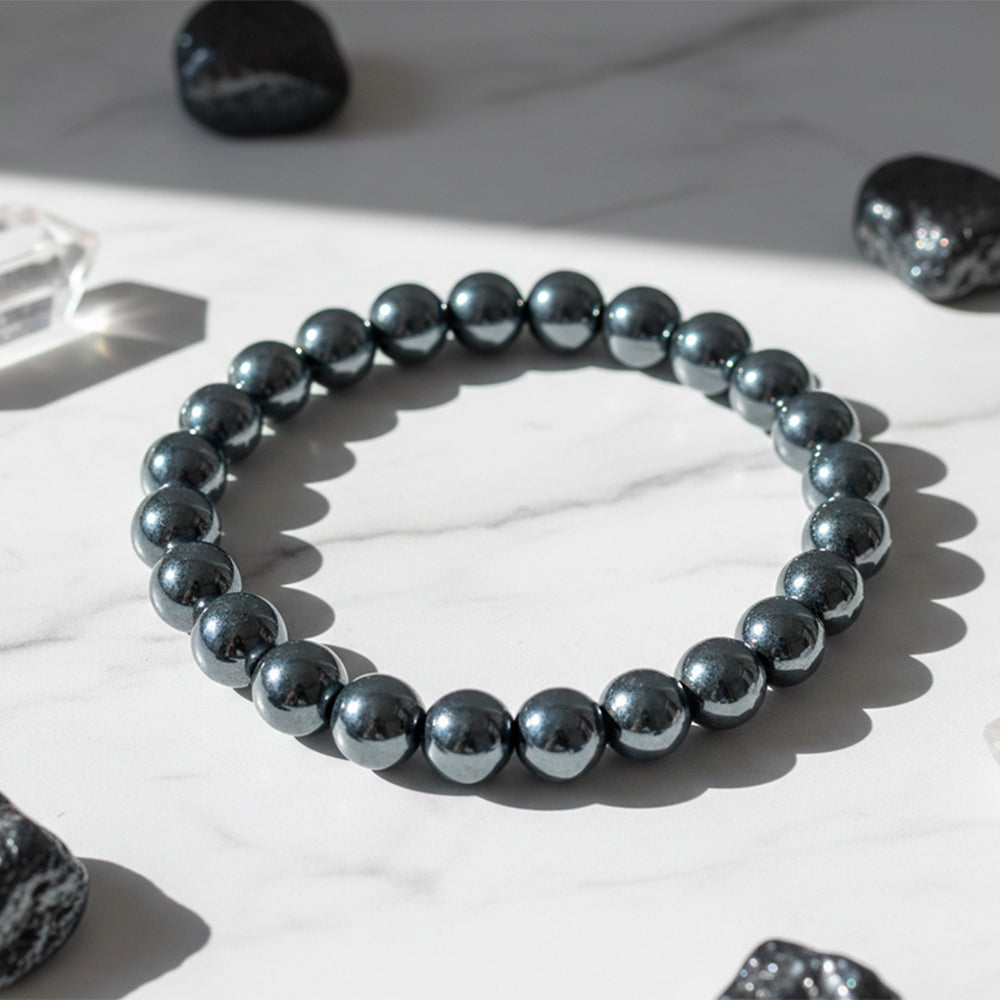 Urthn Hematite Natural Stone Bracelet(Pack of 3)