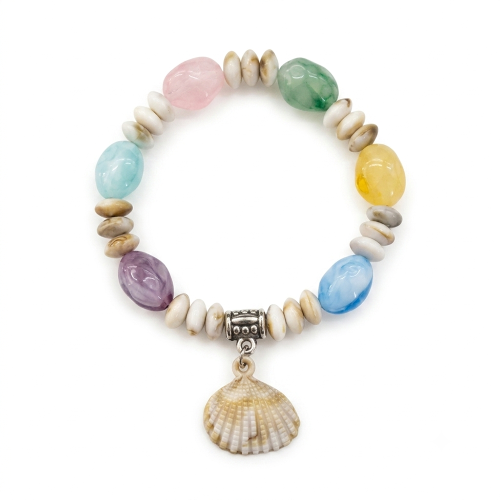 Urthn Minimalist Shell and Charms Stretch Bracelet for Women(Pack of 6)