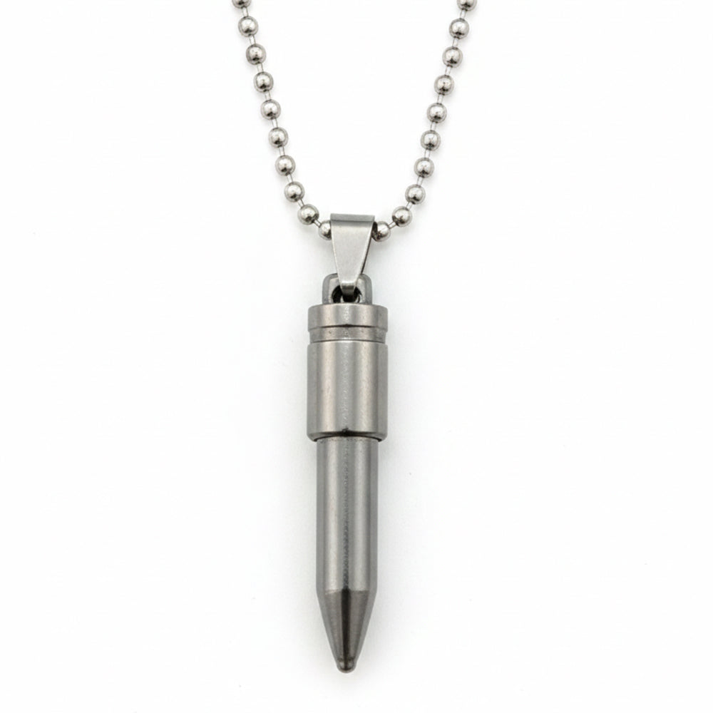 Urthn Stainless Steel Bullet Shape Pendant Necklace for Men(Pack of 6)