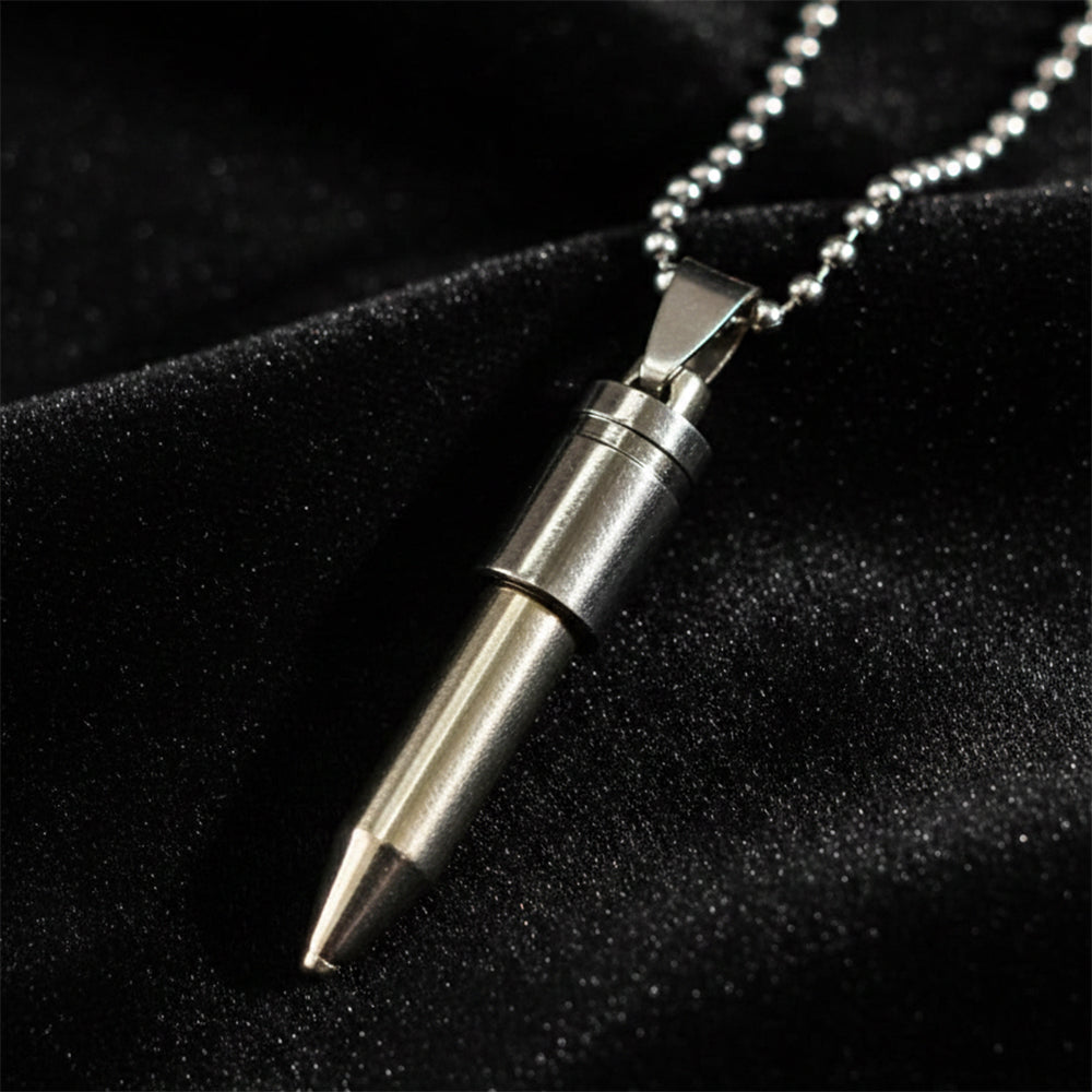 Urthn Stainless Steel Bullet Shape Pendant Necklace for Men(Pack of 6)