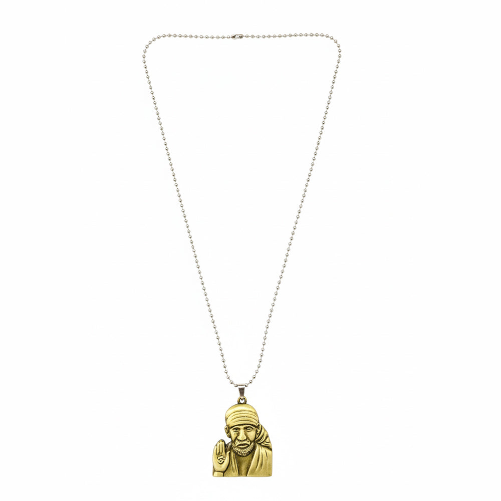 Urthn Gold Plated Sai Baba Pendant Necklace for Men(Pack of 6)