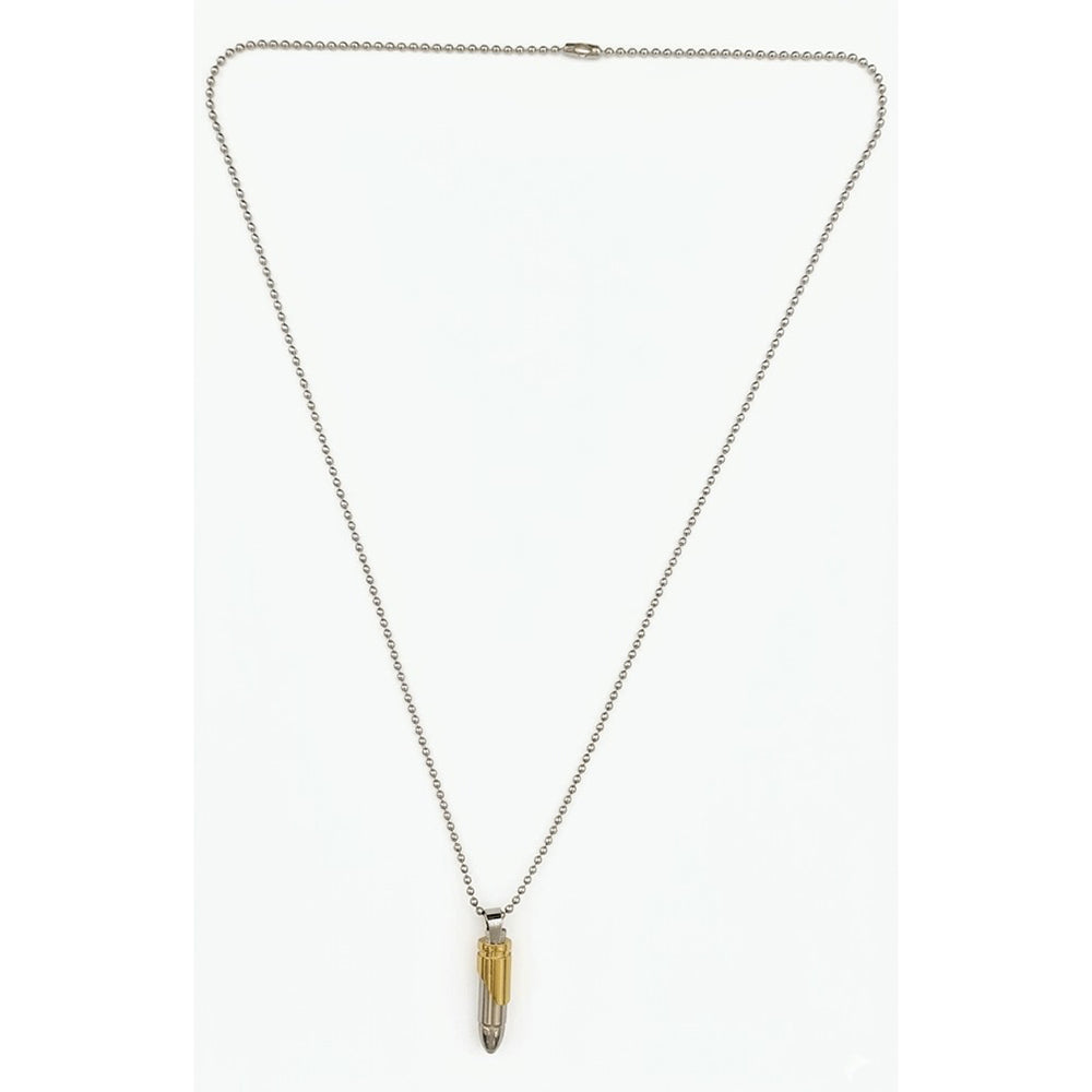 Urthn Gold & Silver Tone Bullet Shape Pendant Necklace for Men(Pack of 6)