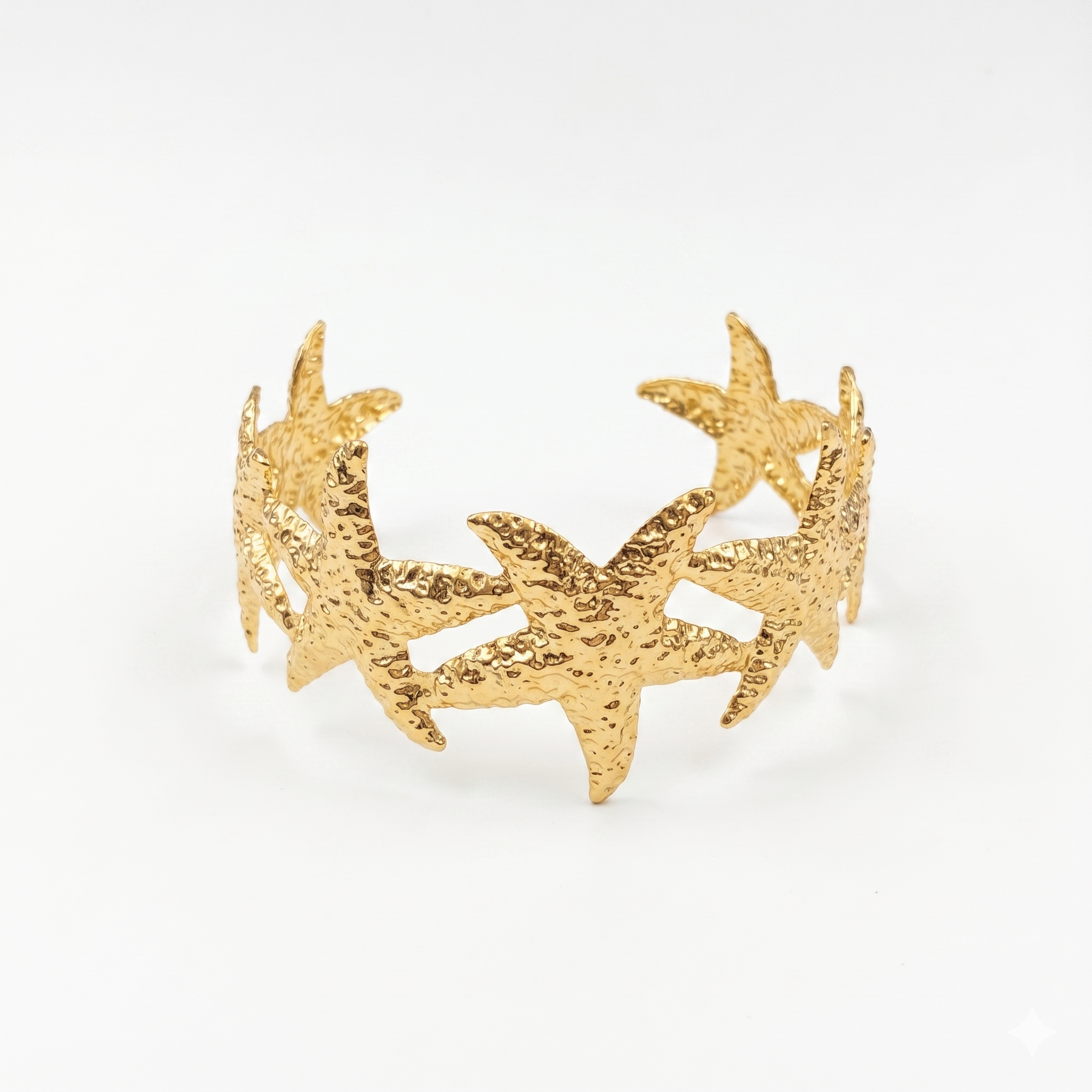 Urthn Gold Starfish Design Cuff Bracelet Ocean Inspired Statement Kada(Pack of 3)