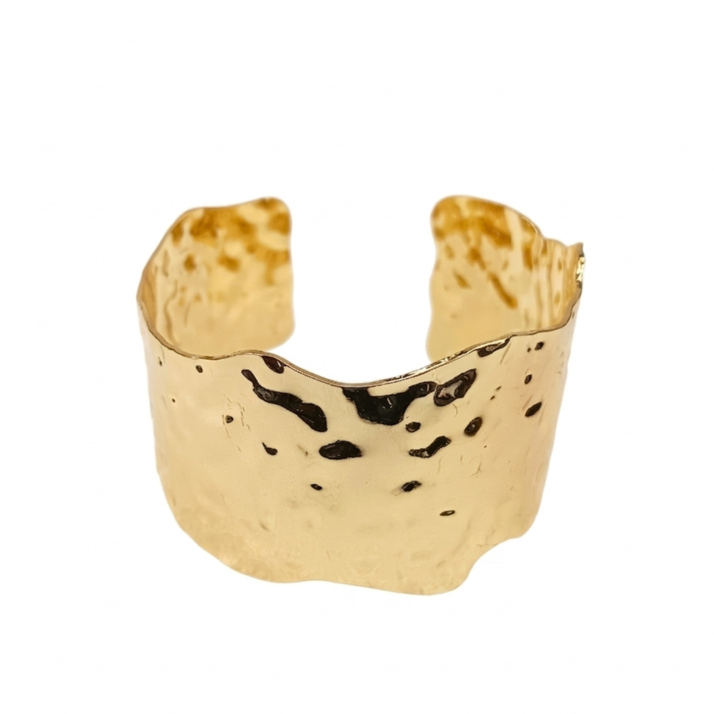 Urthn Modern Gold Textured Open Cuff Kada (Pack of 3)