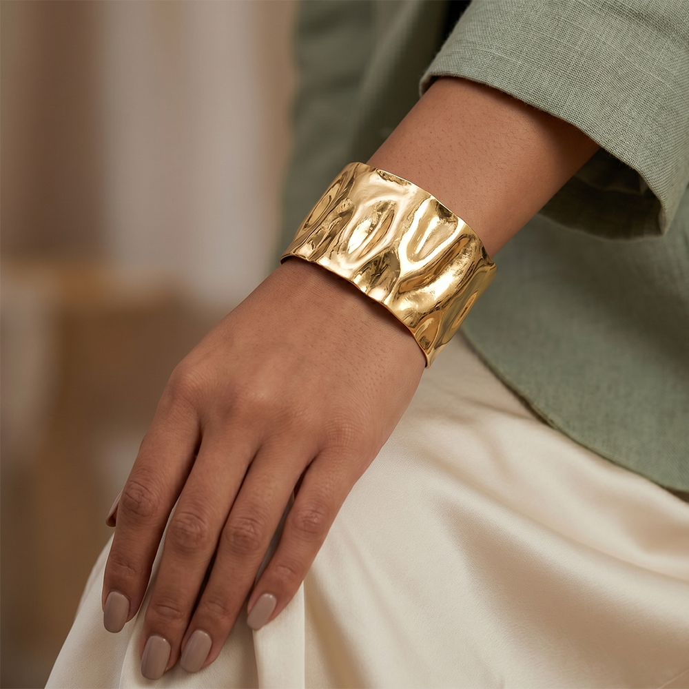 Urthn Gold Plated Designer Statement Cuff Kada(Pack of 3)