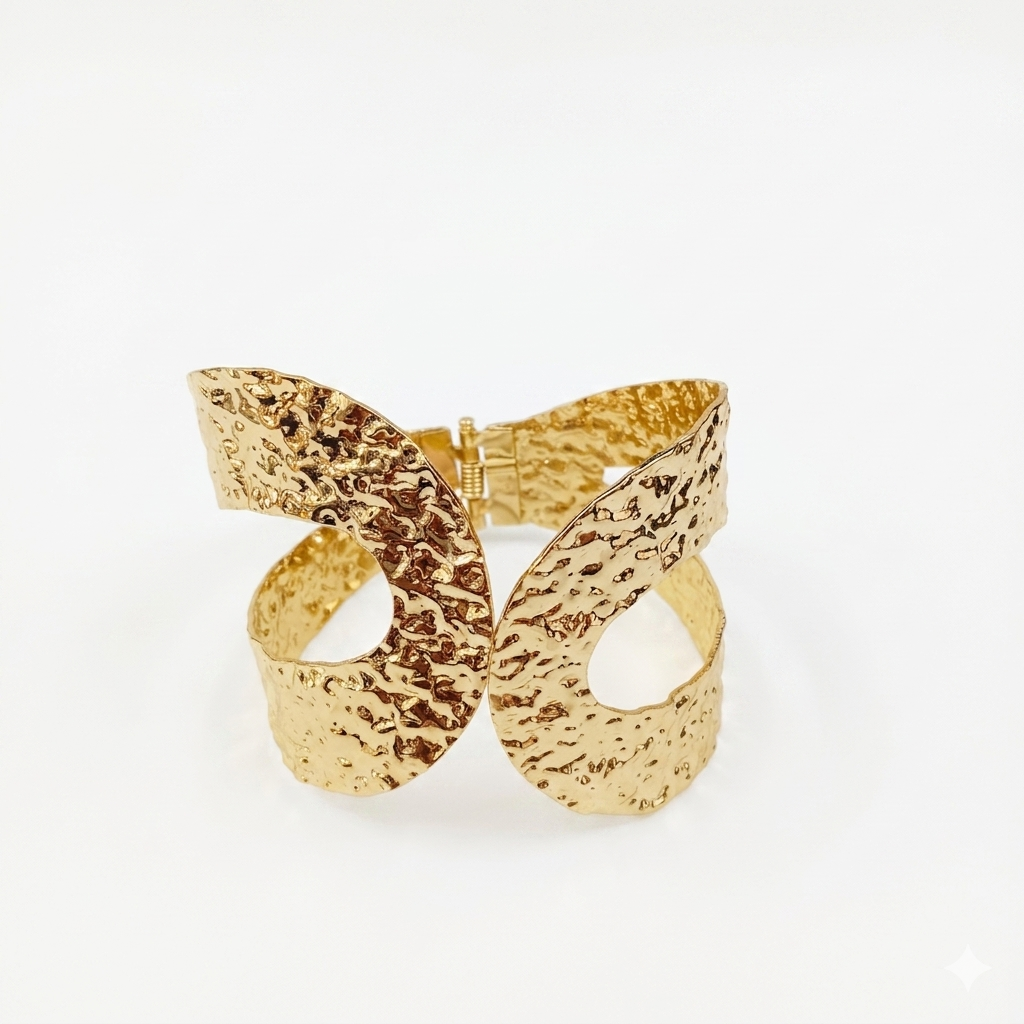 Urthn Gold Plated Textured CutOut Stylish Openable Kada (Pack of 3)