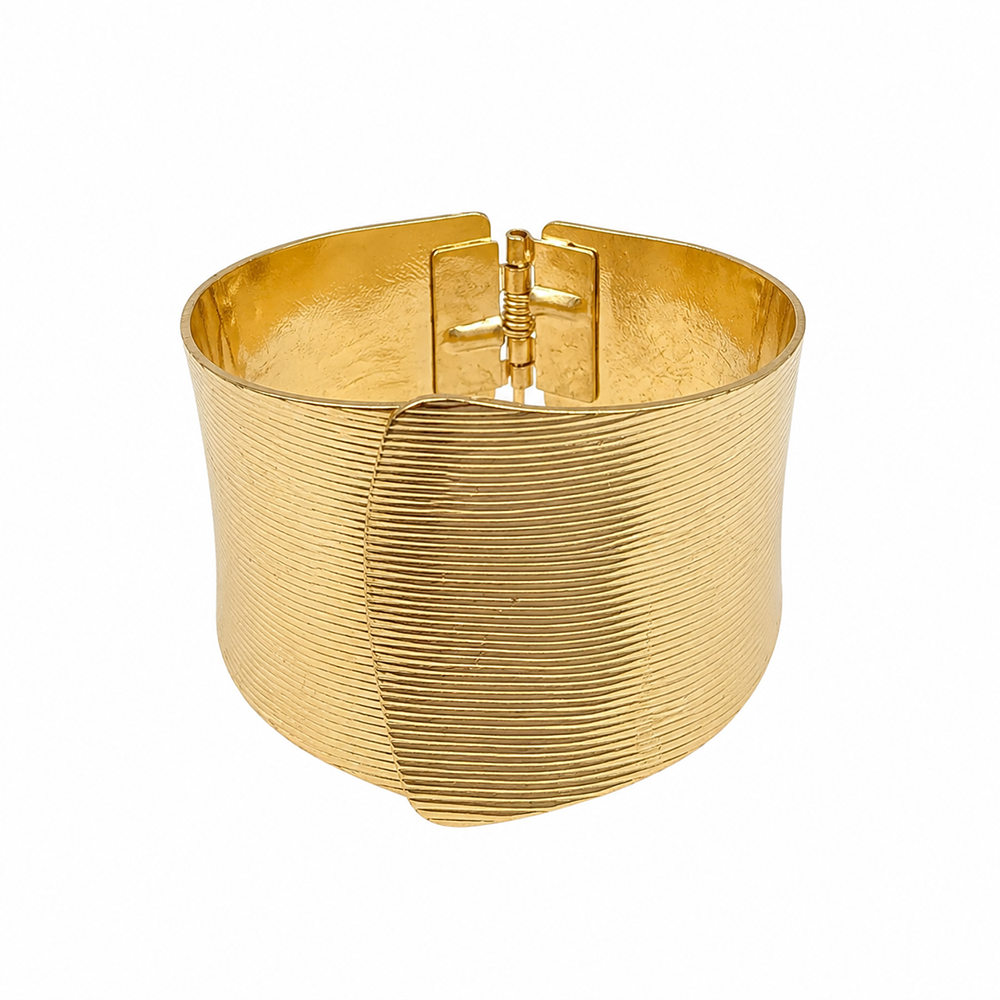 Urthn Gold Plated Fine Ribbed Metallic Gold Stylish Openable Kada (Pack of 3)