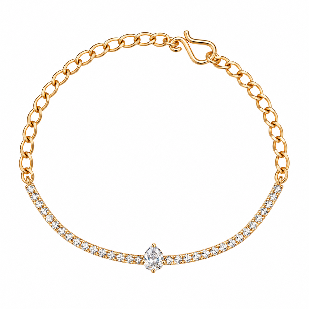 Urthn Everglow Rose Gold Plated Round Shape American Diamond Bracelet for Women(Pack Of 6)