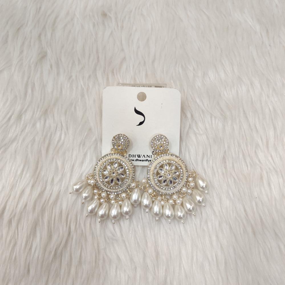 Dhwani Gold Plated Pota And Austrian Stone Beads Dangler Earrings