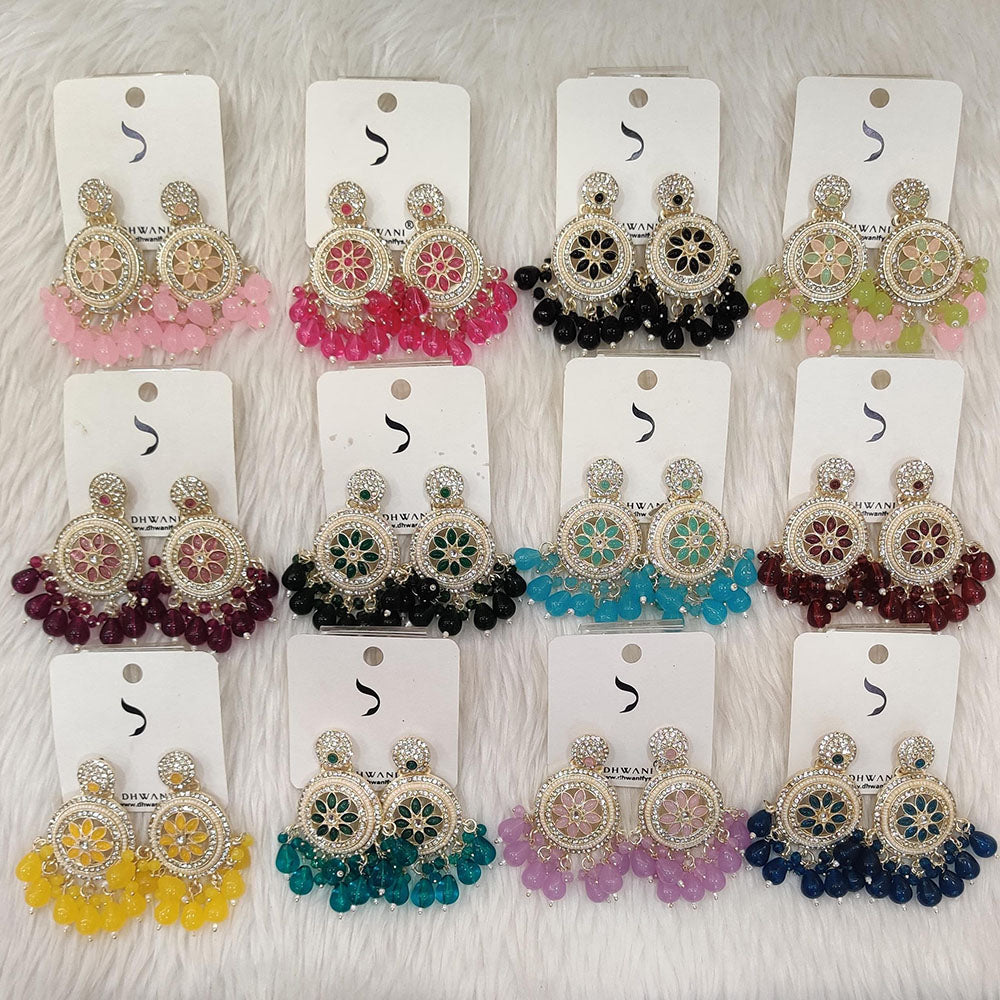 Dhwani Gold Plated Pota And Austrian Stone Beads Dangler Earrings