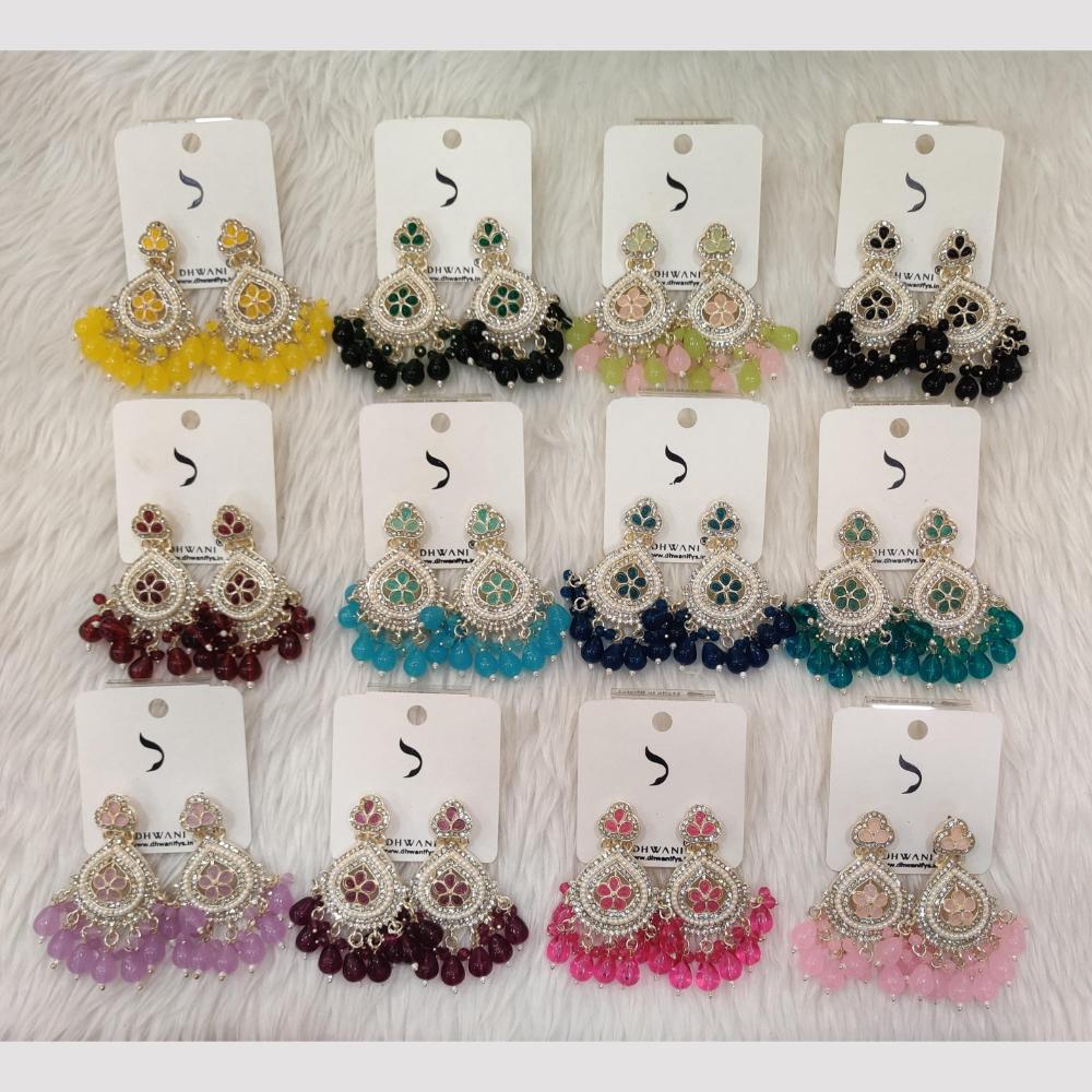 Dhwani Gold Plated Pota And Austrian Stone Beads Dangler Earrings