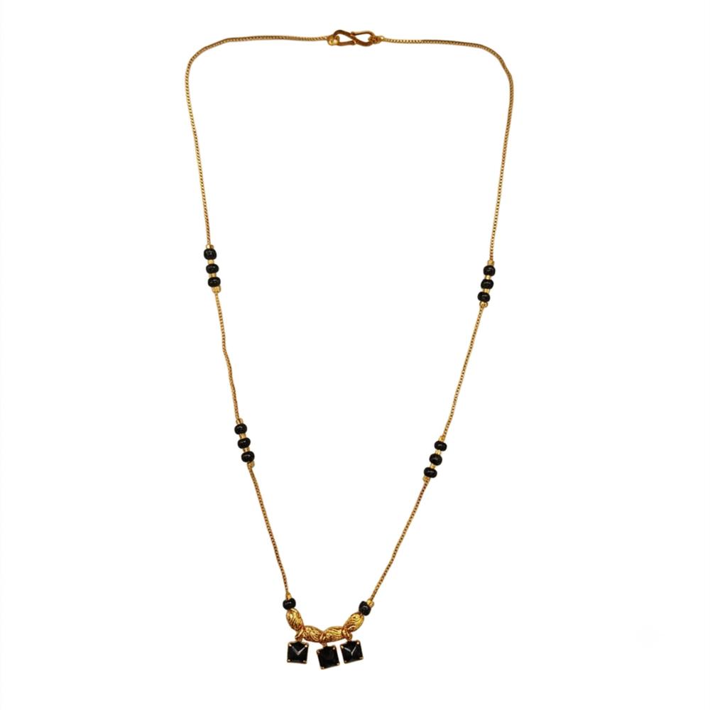 Urthn Classic Gold-Plated Mangalsutra with Sparkling Crystal Charms (Set of 3)