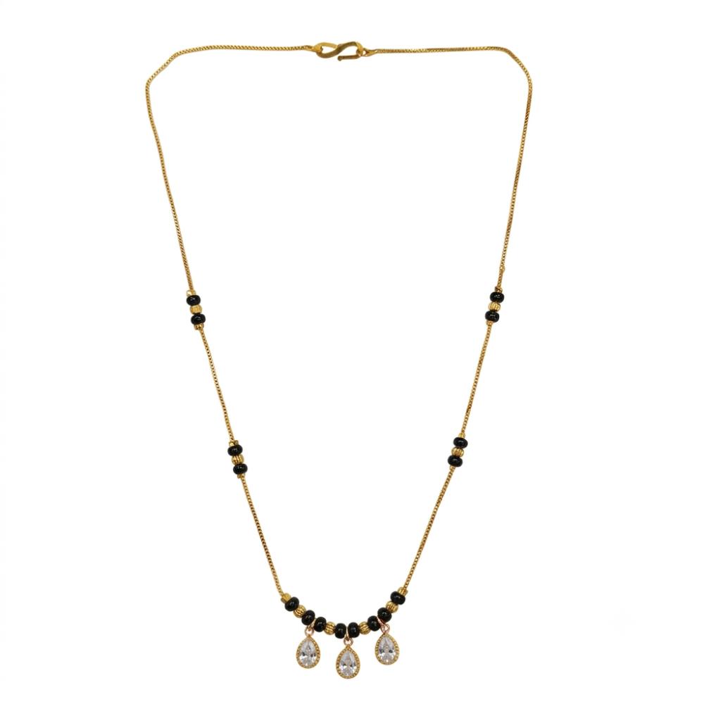 Urthn Classic Gold-Plated Mangalsutra with Sparkling Crystal Charms (Set of 3)