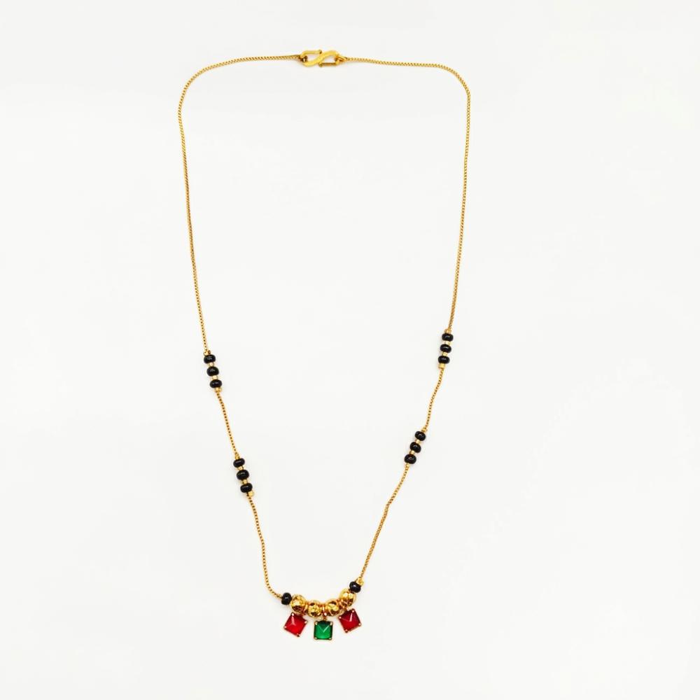 Urthn Classic Gold-Plated Mangalsutra with Sparkling Crystal Charms (Set of 3)