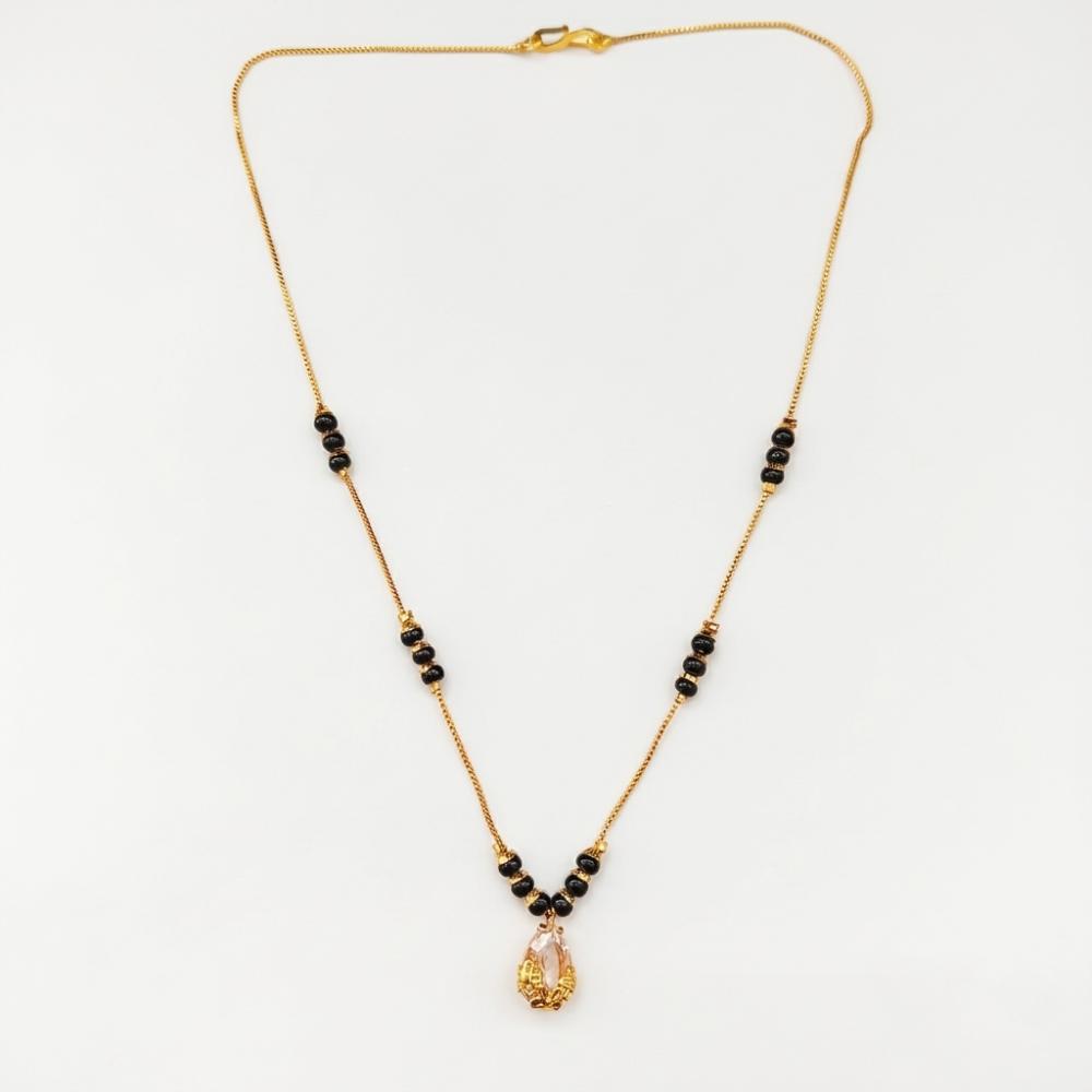 Urthn Classic Gold-Plated Mangalsutra with Sparkling Crystal Charms (Set of 3)