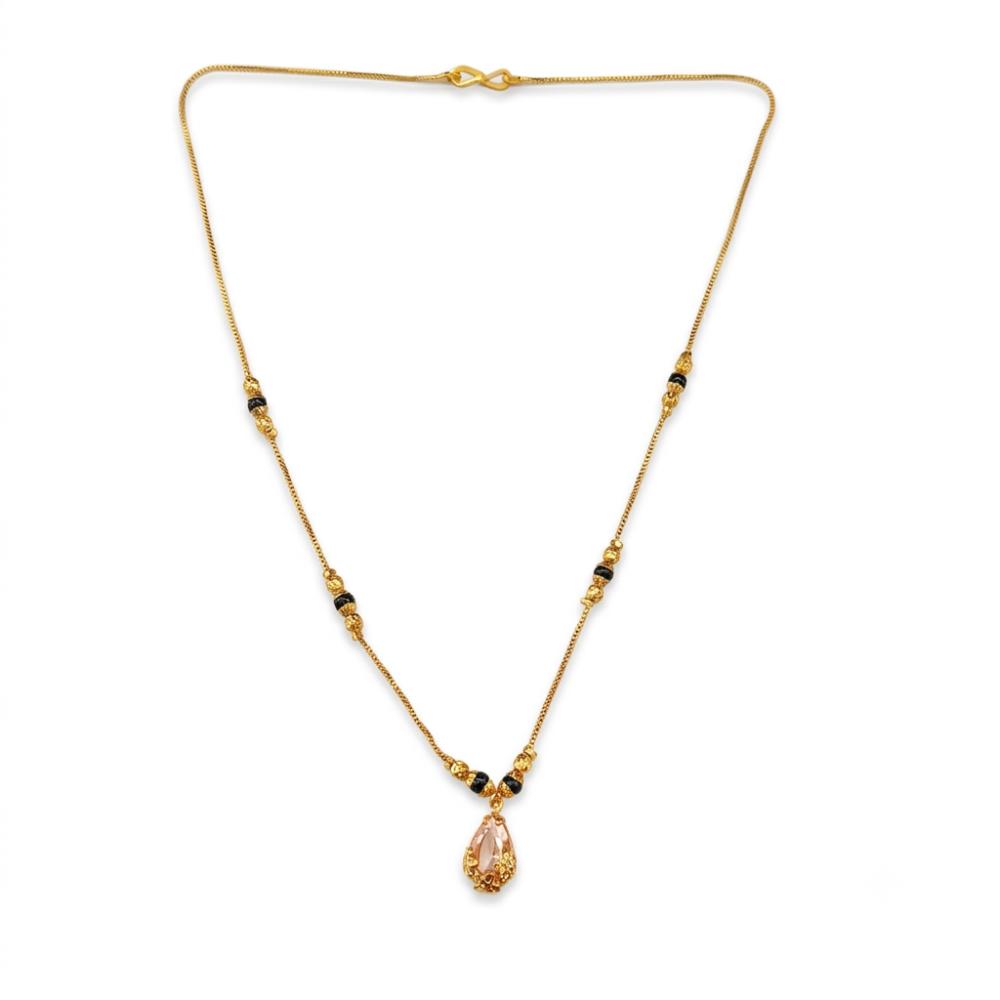 Urthn Classic Gold-Plated Mangalsutra with Sparkling Crystal Charms (Set of 3)