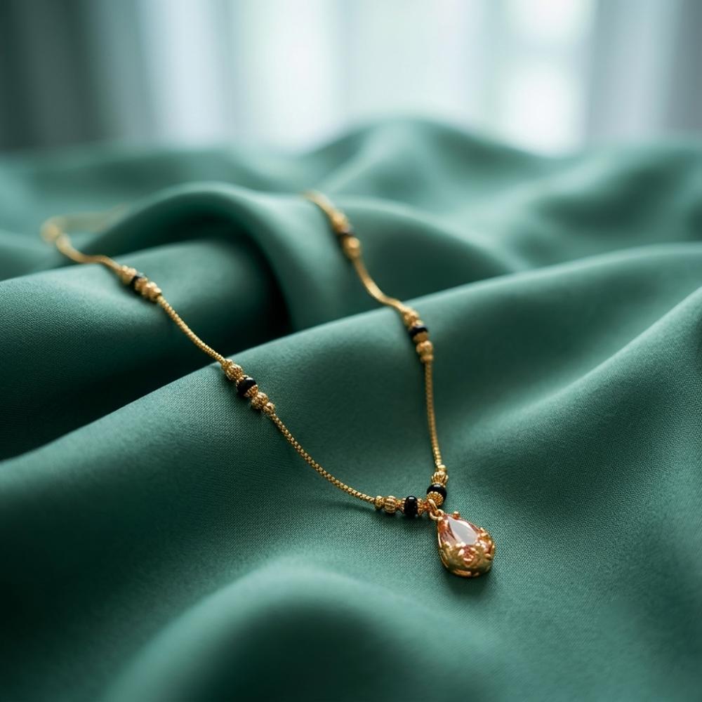 Urthn Classic Gold-Plated Mangalsutra with Sparkling Crystal Charms (Set of 3)