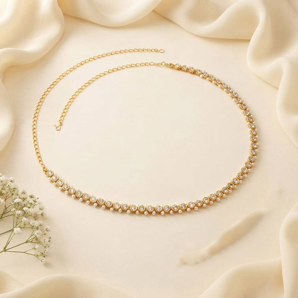 Urthn Elegant Austrian Stone Kamarbandh / Waist Chain for Women And Girls