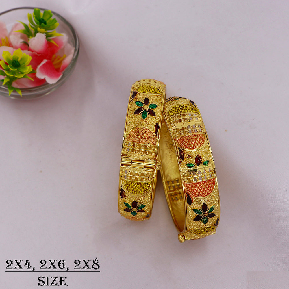 Mahavir Elegant Gold Plated Traditional Meenakari Bangles Set