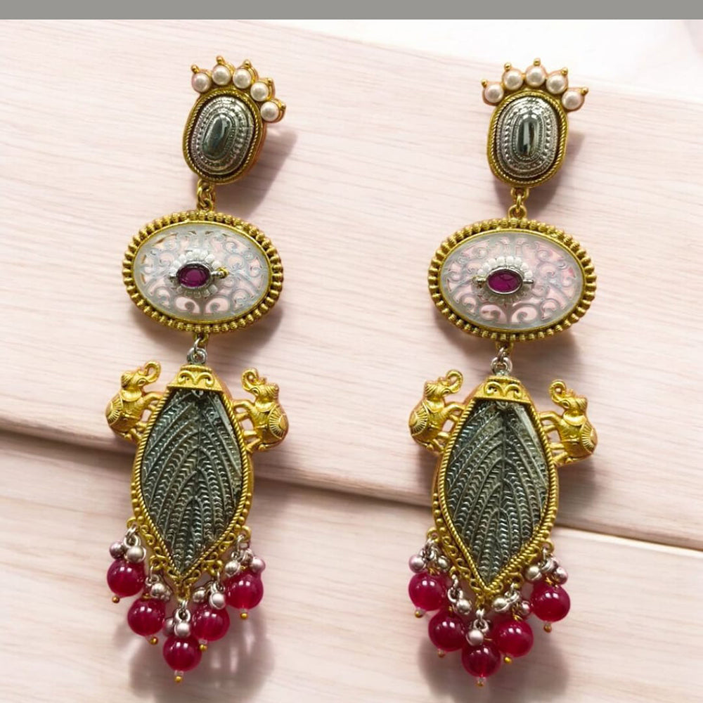 Wearhouse Fashion Gold Plated Crystal Stone And Pearls Dangler Earrings