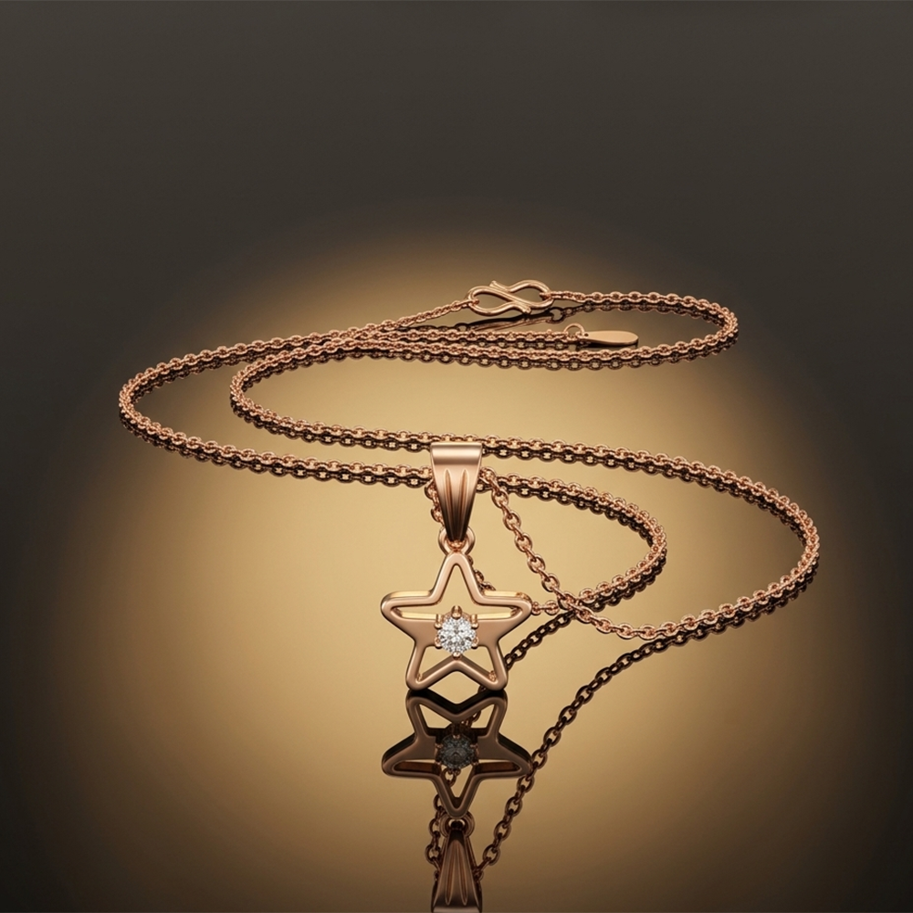 Urthn Trendy Star shape Rose Gold-Plated Chain Pendant(Pack of 12)