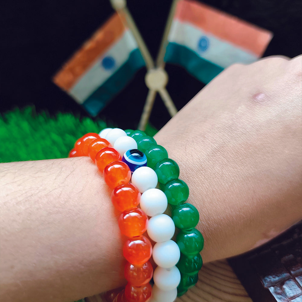 Urthn Tiranga Beads Bracelet Combo (Pack Of 6)